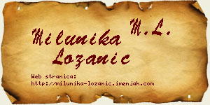 Milunika Lozanić vizit kartica